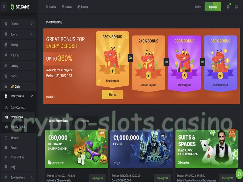 Bonuses in Bc Game crypto casino